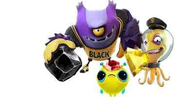 Изображение с яркими маскотами Pokerdom казино, демонстрирующими джекпот-акции, с красочными и выразительными лицами, создавая атмосферу веселья и азарта перед большими выигрышами.